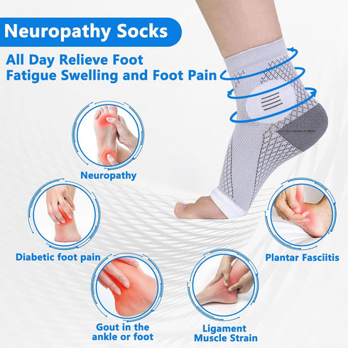 Neuropathy Socks for Women and Men, Nano Soothe Relief Compression Socks Toeless Compression Socks Ankle Compression