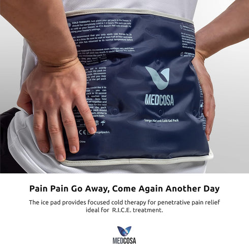 Medcosa Large Gel Ice Pack | Reusable Flexible Hot or Cold Pack for Knee, Back, Shoulder Pain Relief, Inflammation,
