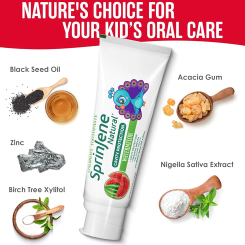 Sprinjene Kids Toothpaste Strawberry, Patented Natural SLS Free, Fluoride Free, Improved Flavor (Pack of 4)