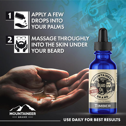 Mountaineer Brand Natural Unscented Beard Oil, 2oz - Hydrates & Conditions for Beard Growth