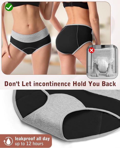 IGOLUMON Period Underwear for Women, Leak-Proof Incontinence & Postpartum Panties, Heavy Flow Protection with Graphene