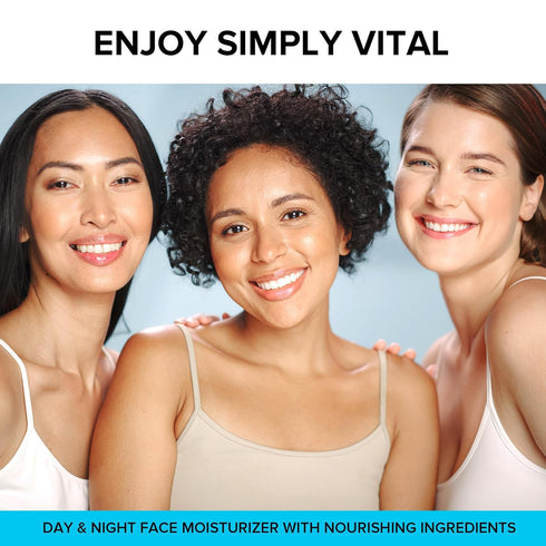 SimplyVital Face Moisturizer Collagen Cream - Anti Aging Day & Night Face Cream for Neck and Décolleté - 1.7oz