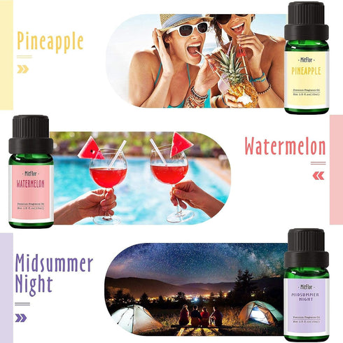 Summer 12 Midsummer Sets Fragrance Oils, MitFlor Bottles Premium Scented Oils for Diffuser, Fruits, Soap, Candle