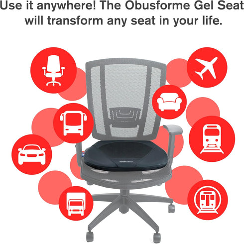 ObusForme Gel Seat Cushion Memory Foam Seat Cushion and Posture Support, Contoured Ergonomic Design for Soothing