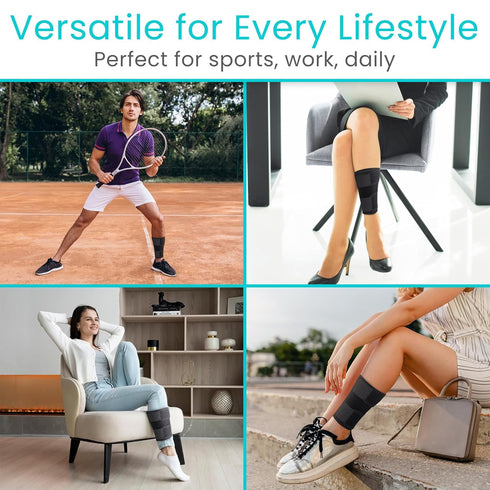 Vive Shin Splint Compression Wrap (Pair) - Adjustable Brace for Pain Relief, Support and Recovery - Lower Calf