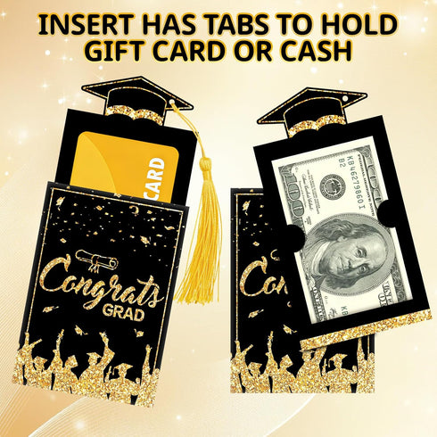 Sereliy 12 Sets Graduation Gift Money Holder with Envelopes & Tassels, Graduation Money Holder Cards, Congrats Grad