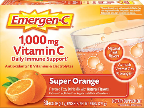 Emergen-C Vitamin C Powder, 1000mg for Daily Immune Support, 30 Count