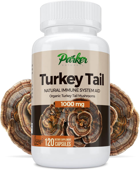 Parker Naturals Turkey Tail Mushroom Capsules - Organic Mushroom Supplement for Immune