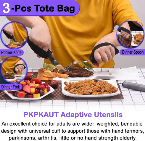 Adaptive Utensils for Parkinsons Patients Elderly, Weighted Utensils for Hand Tremors, Parkinsons Eating Utensils for Disabled People, Weighted Silverware for Hand Tremors Arthritic Hands