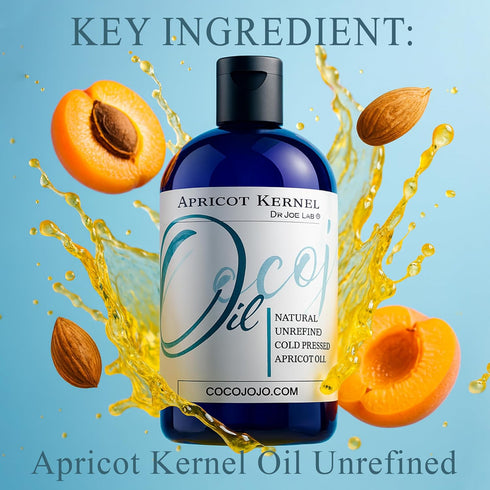 Dr Joe Lab Apricot Kernel Oil - Cold Pressed Pure Natural Moisturizing for Hair and Skin (8 oz)