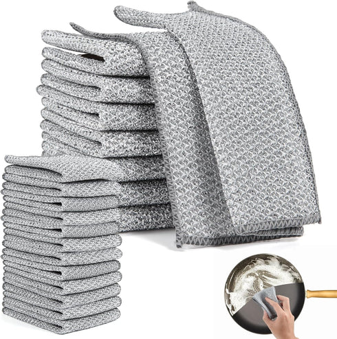 20 PCS Wire Dishcloth - Multipurpose Wire Dishwashing Rags for Wet and Dry Kitchen Cleaning