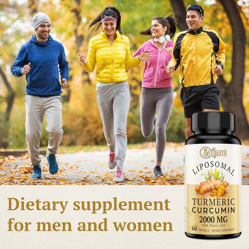 Liposomal Turmeric Curcumin Supplement 2000mg, 95% Standardized Curcuminoid Extract & Organic Root Powder with Piperine