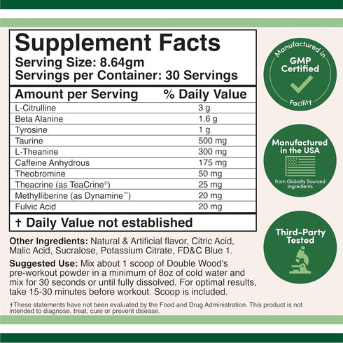 Pre Workout Powder for Men & Women (30 Servings) with Caffeine, Beta Alanine, L-Citrulline, and More
