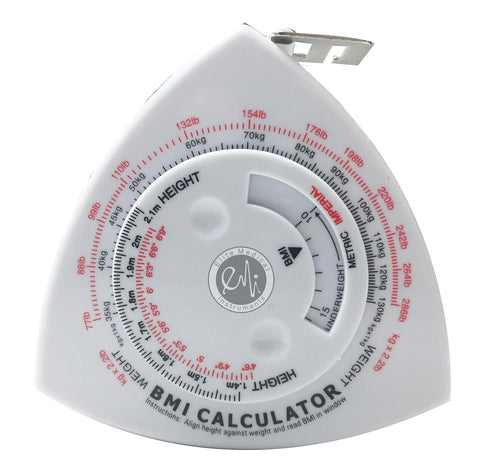 EMI Triangle BMI Body Mass Index Calculator and Body Tape Measure, 60" / 1.5 m ECB-301