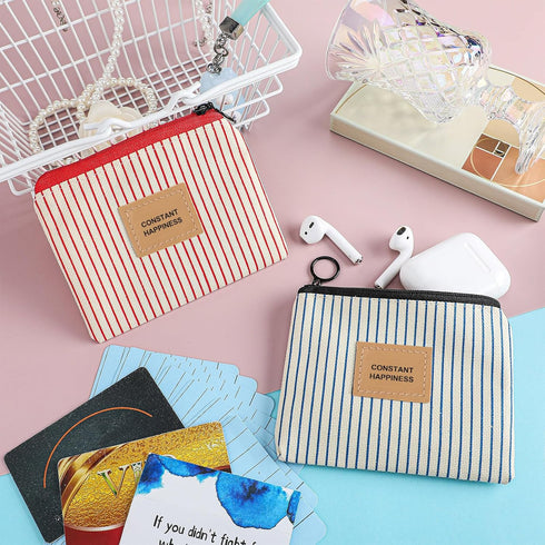 Minatee 2 Packet, 4.7 3.6 Inch Pcs Birth Control Pill x Canvas Wallet Pill Holder Sleeve Pouch with Zipper for Card