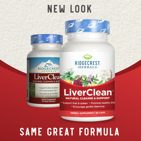 Ridgecrest Herbals LiverClean, Herbal Liver Support Supplement with Blessed Thistle and Dandelion, 60 Caps