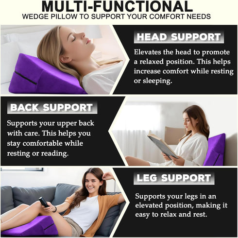 sokoro Bed Wedge Pillow for Sleeping, Triangle Pillow Wedge, Acid Reflux, Gerd, After Surgery, Back Support, Body
