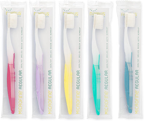 NIMBUS Extra Soft Toothbrushes (Regular Head) - Periodontist Design Tapered Bristles for Sensitive Teeth, 10 Pack,