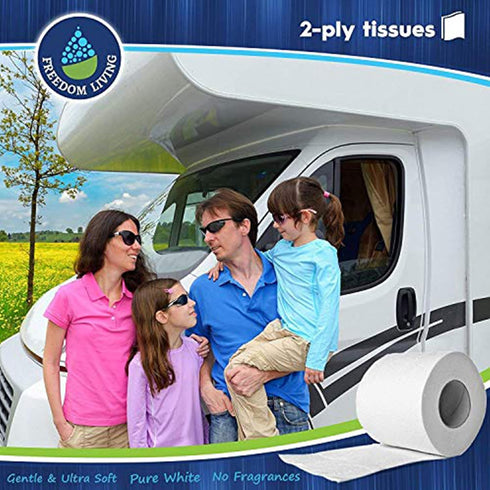 Septic Tank Safe Toilet Tissue (2-Ply, 4 Rolls, 500 Sheets each) - Biodegradable Natural Alternative for RV, Camping &