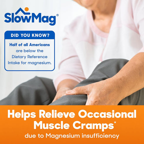 SlowMag Muscle + Heart Magnesium Chloride with Calcium Supplement - Supports Muscle Relaxation and Heart Health, 60