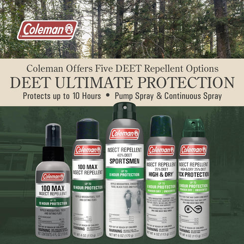 Coleman Insect Repellent Spray, 100% MAX DEET, 4oz, for Ticks, Mosquitoes, Chiggers, Fleas, Camping