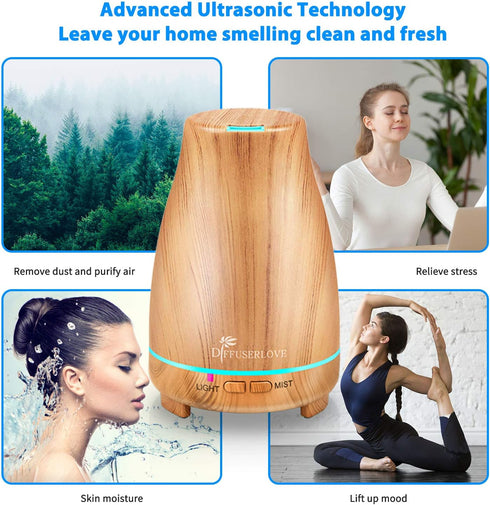 Diffuserlove Essential Oil Diffuser, 200ML Aroma Mist Humidifiers with 7 Color LED Lights, Auto Shut-Off