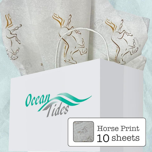 Ocean Tides Craft gift wrap tissue paper with print pattern of horses running. Sixty sheets of 20 inches by 30 inches. Perfect for the cowboy gift. (60)