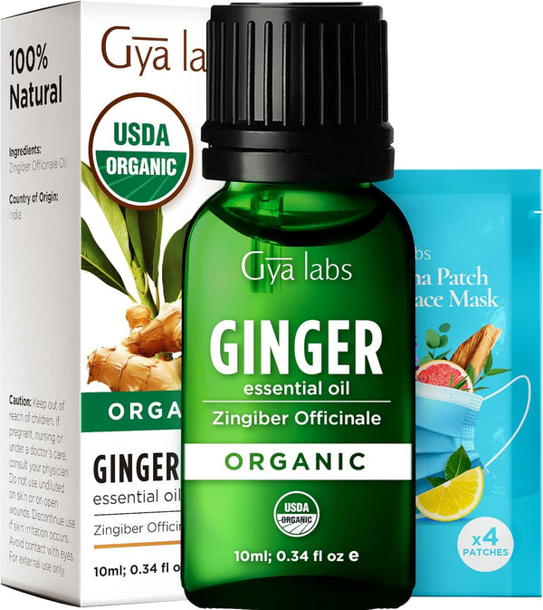 Gya Labs USDA Certified Organic Ginger Essential Oil for Skin - 100% Pure Natural Organic Ginger Oil for Hair & Diffuser