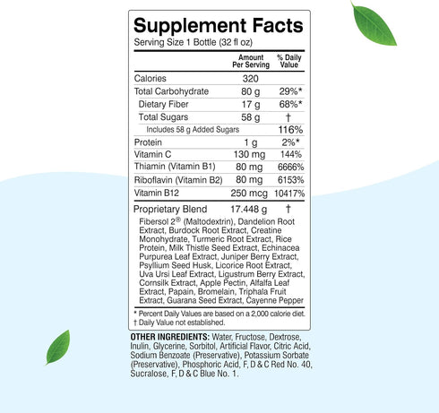 Herbal Clean QCarbo32 Same-Day Premium Detox Drink - Grape Flavor - 32 Fl Oz