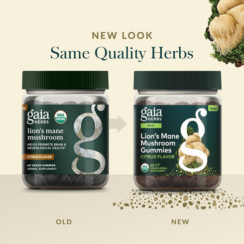 Gummies 60 Gummies (30 Gaia Herbs Lion's Mane Mushroom - Brain Support Supplement* - Made with Organic Lion's Mane