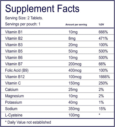 Brode Portable Zero-Sugar Electrolyte Vitamin Tablets - 5 Essential Electrolytes + 9 Vitamins for Sports, Nightlife,