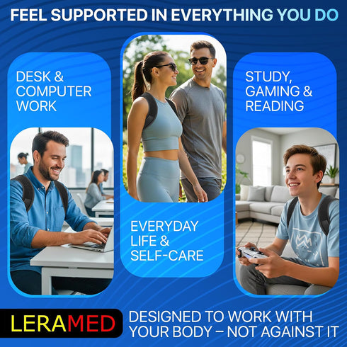 LERAMED 2026 Figure-8 25" 55") NEW Posture Corrector for Men & Women Adjustable Back Brace for Rounded Shoulders