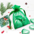 50Pcs 3x4 Inch Organza Bags with Drawstring - Green Small Mesh Gift Jewelry Candy Pouch for Christmas Wedding