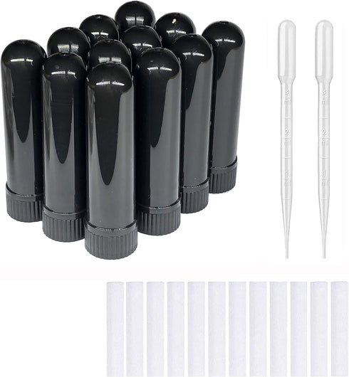 ZIOJOVK 12PCS Essential Oil Aromatherapy Blank Nasal Inhaler Tubes (Includes 12 inhalers+12 unscented