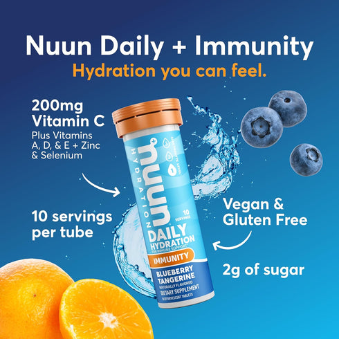 Nuun Immunity Electrolyte Tablets, Vitamin D, C, E, & A, Ginger, Elderberry, 4 Pack (40 Servings Total)