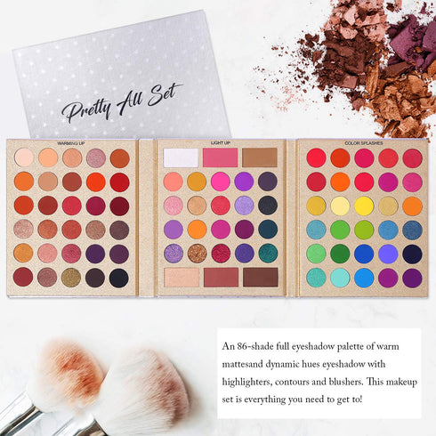 UCANBE Pretty All Set Eyeshadow Palette, Holiday Gift Set with 86 Colors, Matte Shimmer Eye Shadow Kit