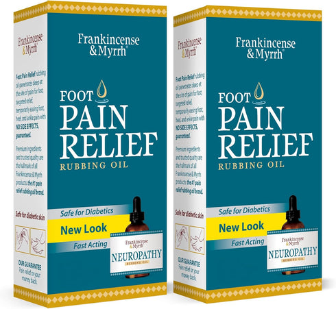 FRANKINCENSE & MYRRH Nerve and Foot Pain Relief Rubbing Oil, Maximum Strength Essential Oils, 2 Pack