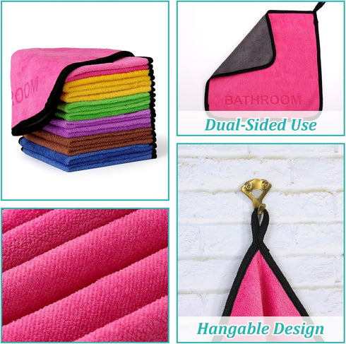 SLICHIO Set 12 Pack 12"x12" Microfiber Cleaning Cloth - Microfiber Towel with Printed Use Labels, Color-Coded Dish Rags