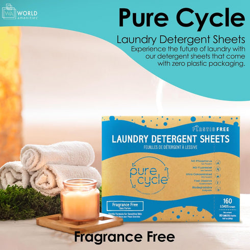 Pure Cycle Laundry Detergent Sheets - No Spill Travel Pack, 160 Loads, Fragrance Free
