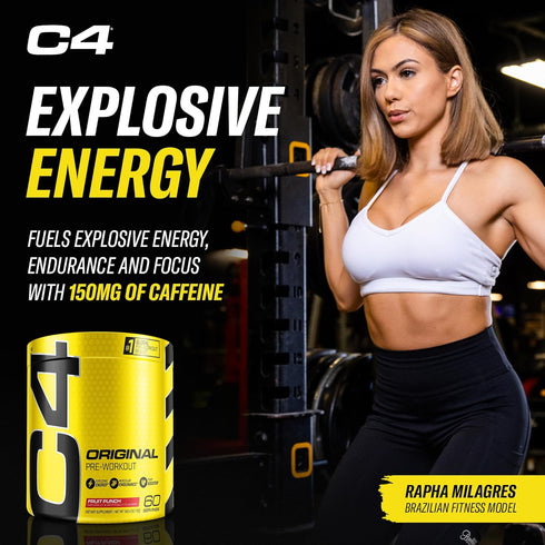 C4 Original Pre Workout Powder Fruit Punch - Sugar Free Energy for Men & Women - 150mg Caffeine + Beta Alanine +