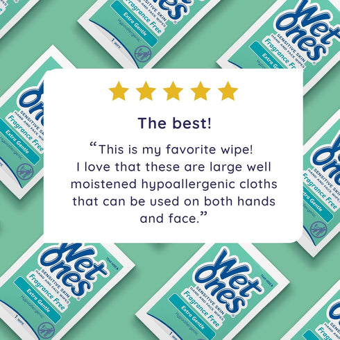 Wrapped,24ct (6 pack) Wet Ones Hand and Face Wipes Singles, Unscented Wipes for Sensitive Skin, Individual Wipes, Hand
