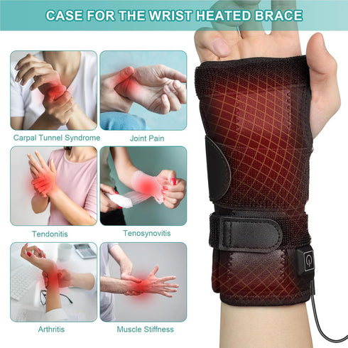 Wrist Thumb Brace Heating Pad for Arthritis Relief, Heated Wrap for Carpal Tunnel, Sprains, and Tendonitis Pain