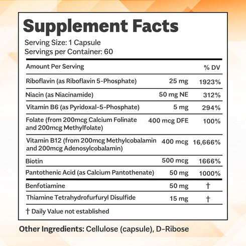 ThiActive B Methylated B-Complex - No Fillers or Flow Agents, 60 Count