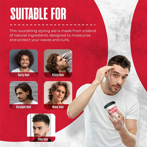 Ricky's Looks Mega Hold Styling Hair Gel for Curly, Frizzy, Straight, Wavy & Fine Hair, Flake Free