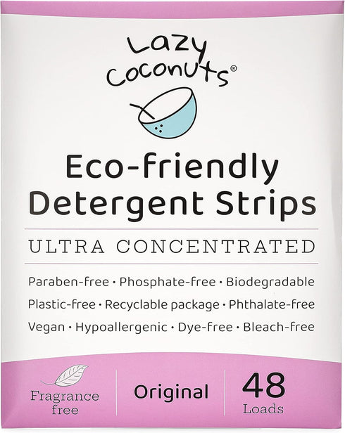Eco Friendly Plant Powered Laundry Detergent Strips, Fragrance Free, Lightweight, Perfect for Home, Travel