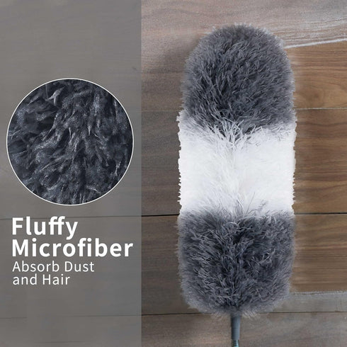 BOOMJOY Microfiber Duster, 100 Inches Extendable Pole, 2 Pack Washable Dusters for Cleaning Ceiling, Fan, Furniture