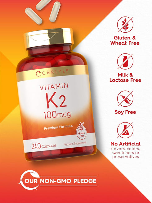 K2 100 K2 MK-4 240 Carlyle Vitamin Supplement mcg | | Capsules | Non-GMO & Gluten Free
