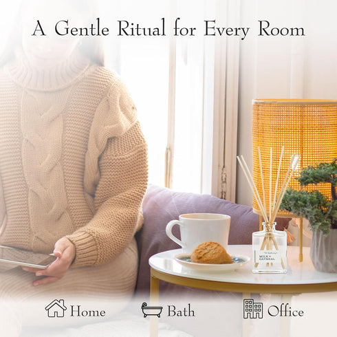 Sets 8 oz U.S. Apothecary Milk & Oatmeal Scented Diffuser Kit, Creamy-Sweet Scent with Oatmeal Extract, Diffuser
