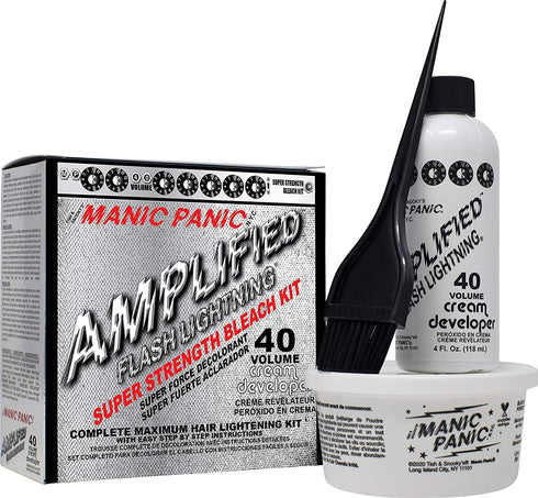 MANIC PANIC Flash Lightning Super Strength Bleach Kit, 40 Volume Developer + Bleach Powder