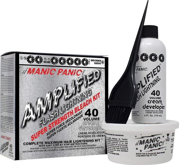 MANIC PANIC Flash Lightning Super Strength Bleach Kit, 40 Volume Developer + Bleach Powder